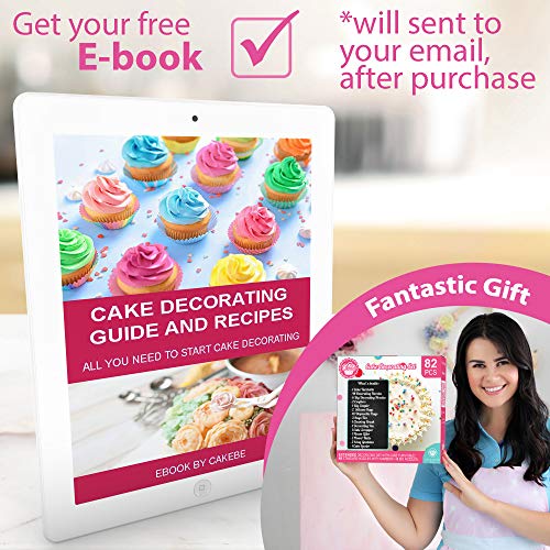 Cakebe 82 pcs Cake Decorating Kit - Cake Decorating Supplies with Cake Turntable - Extended Baking Supplies Kit with 54 Numbered Decorating Tips and Cake Leveler - Includes Pattern Chart - Thumbnail 6