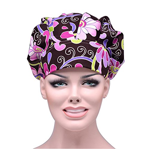 JoyRing Adjustable Surgical Scrub Cap Medical Doctor Bouffant Hats with Sweatband and Free Cotton Mask