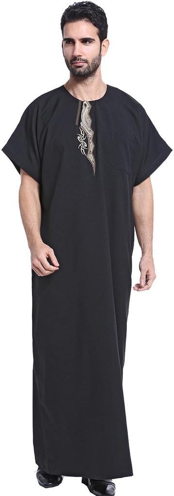 Men 's Muslim Thobe with Short Sleeves