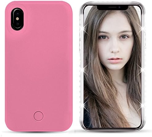 Selfie Light iPhone X Case, YooTek LED Illuminated Selfie Light Cell Phone Case Cover Light Up Luminous Selfie Flashlight Case for iPhone X 5.8inch (Pink)