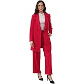 Lamgool Women's Suit 2 Piece Long Blazer Set Ladies Jacket Pantsuit Casual Outfits for Fall