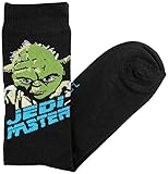 Star Wars Yoda Jedi Master Men's Crew Socks Size 6-12 Black