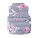 Mud Kingdom Puffer Vest Toddler Girls Floral Pattern Fleece Lined Faux Fur Button Up Grey 3T
