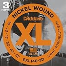 D'Addario EXL110-3D Regular Light 10-46 Nickel Wound Electric Guitar Strings with Free Pick Holder (Pack of 3)
