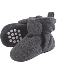 Luvable Friends Unisex Baby Cozy Fleece Booties, Charcoal Heather, 12-18 Months