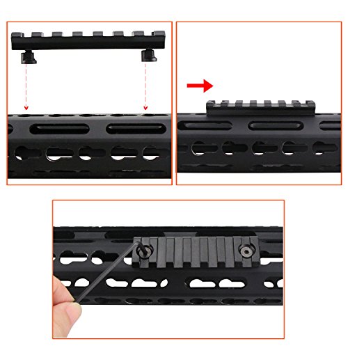 Modkin Picatinny Rail Sections for Keymod System, Lightweight Keymod Rail Mount Pack of 3 (13-Slot 7-Slot 5-Slot), Aluminum in Black - Thumbnail 4