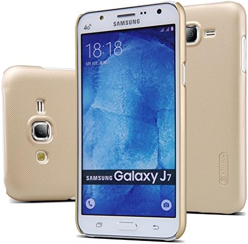 Galaxy J7 case, Nillkin Frosted Matte Shield Hard Cover Skin Case back cover + LCD Protector For Samsung Galaxy J7 - original Nillkin retail box. 2015 (Matte Golden)