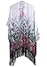 MissShorthair Women's Light Floral Print Chiffon Kimono Cardigan Coverup Blouse Tops (White)