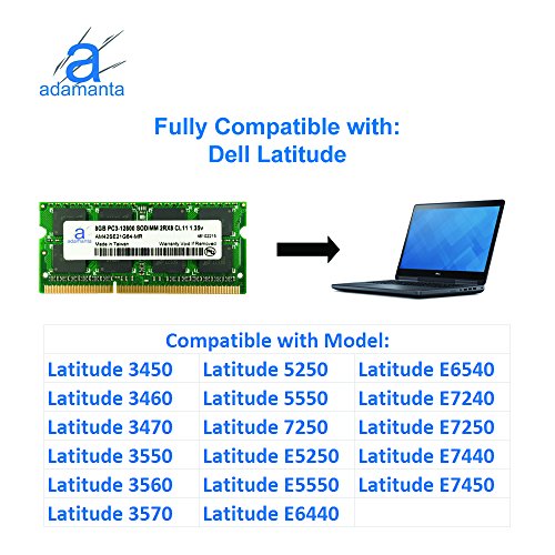 Adamanta 8GB (1x8GB) Laptop Memory Upgrade Compatible with Dell Alienware, Inspiron, Latitude, Optiplex, Precision, Vostro DDR3L 1600Mhz PC3L-12800 SODIMM 2Rx8 CL11 1.35v Notebook RAM P/N SNPN2M64C/8G - Thumbnail 3