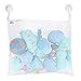 Bath Toy Organizer Includes Suction Cup Hooks and Adhesive Hooks and Tub Toy Mesh Bag White