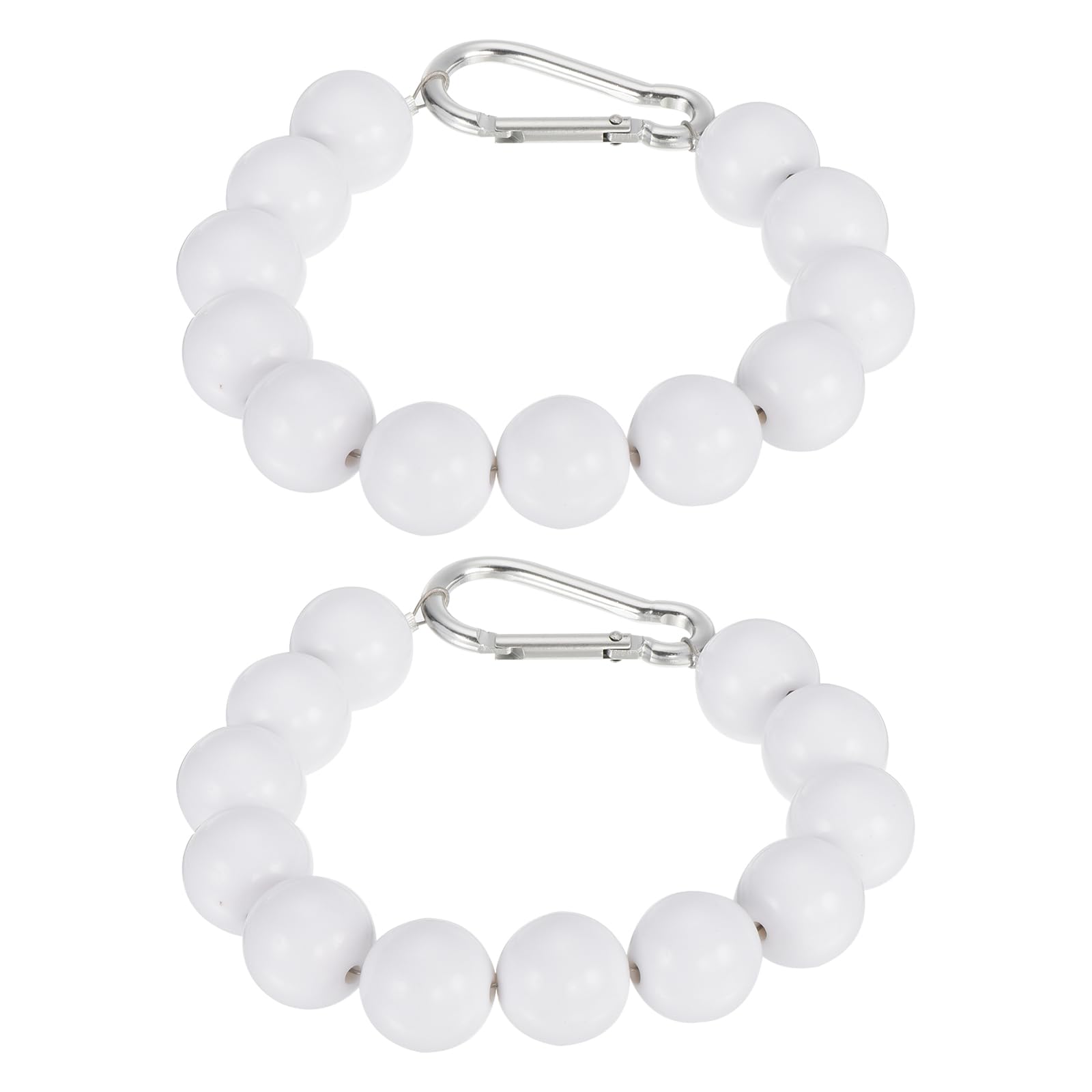 PATIKIL 2 Pcs Flagpole Retainer Ring Flag Pole Accessories, Flag Beaded Mount Ring Keep Flag Close to Pole Weight with Stainless Steel Cable for Indoor Outdoor Flagpole White