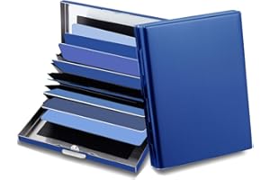 EASTNIGHTS RFID Credit Card Holder Protector Metal Credit Card Wallet Business Card Holder for Men Women Gift Box Package (Blue)