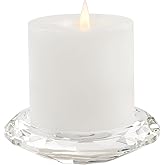 Marvala Crystal Candle Holders, Pillar Candlestick Decorations for Home Party Dinner Christmas Wedding, Suitable for Large Cylindrical Candles Hand-Cut 4.3'' X 1'' Clear