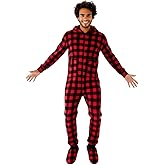 Alexander Del Rossa Adult Onesies for Men, Mens Onesie Pajamas Adults, Fleece Onesie for Men, Hooded Footed Mens Onsie
