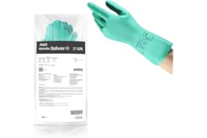 Alphatec Solvex 37-175 Nitrile Chemical-Resistant Gloves for Cleaning, Agriculture, Food, Mechanics - Large (9), Green (12 Pa