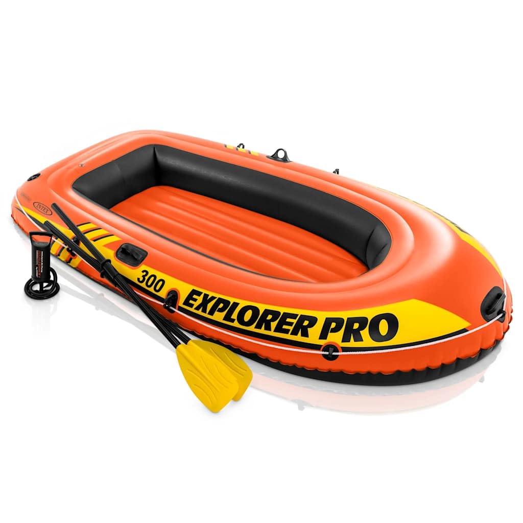 Intex Explorer Pro Inflatable Boat, Boat + Paddles + Pump, Three Person (244 x 117 x 36 cm)
