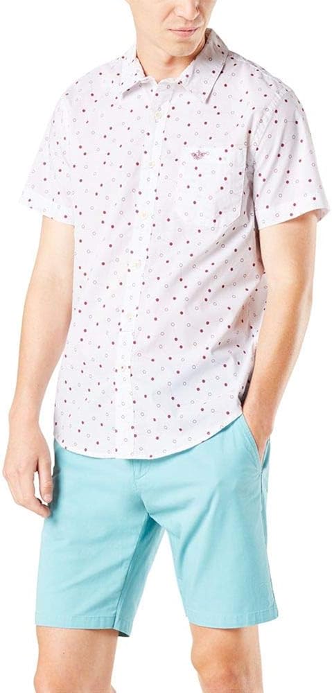 Dockers Men's Short Sleeve Button-Down Modern Fit Supreme Flex Poplin Shirt at  Men’s Clothing store