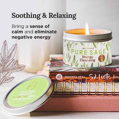 Magnificent 101 Long Lasting Pure White Sage Candle 6 Oz 35 Hour