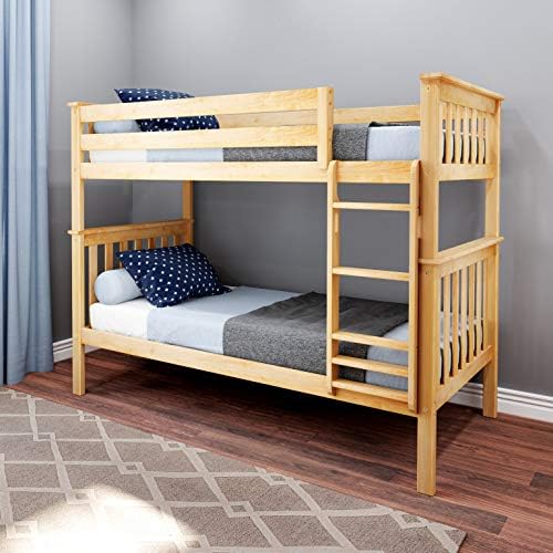 Max & Lily Bunk Bed, TwinOverTwin Wood Bed Frame For Kids, Natural
