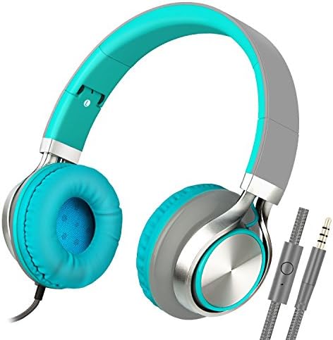 Foldable Computer Headsets, Lightweight Headphones with Microphone and 3.5mm Plug for iPhone,iPod,iPad, Android Smartphones, PC, Laptop, Mp3/mp4, Tablet Macbook Earphones …