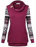 Faddare Women's Comfy Geometrical Print Long Sleeve Cowl Neck Pullover Sweatshirts Tops