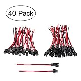JST SM Connector, VANDESAIL SM 2Pin Jack Plug Male to Female Wire Connector Adapter Electrical Cable for LED Light Strip 20 Pairs 10CM (40 Pack, JST SM 2 Pin Connector)