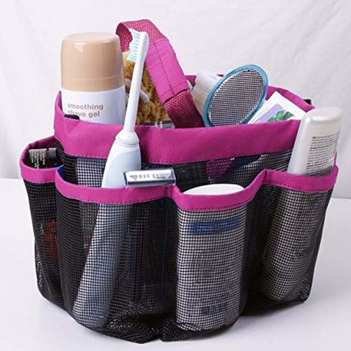 Portable Shower Bath Caddy Bag Dorm Accessories Cosmetics Makeup Bags Hanging Tote Storage Organiser Beachmall Beach Pouch Camping Travel Gym Camp Room College Women Waterproof Basket, Pink