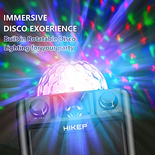 HIKEP Bluetooth Karaoke Machine with Disco Ball, Karaoke Home System Portable PA System