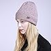 Bagoge Womens Knitted Hats, 2017 New Autumn and Winter Solid Color Stripes Fashion Warm Knitted Round Hats Knitted Wool Curling Head Cap (Pink)
