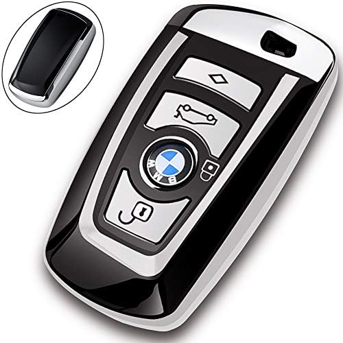 EBLove for BMW Key fob Cover, Key Fob Case for BMW 1 3 4 5 6 7 Series X3 X4 M5 M6 GT3 GT5 Remote Control Key Premium Soft TPU Anti-dust Full Protection Silver