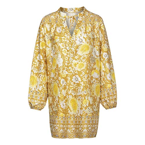 Witspace Fashion Women Long Loose Sleeve Print V-Neck Casual Strappy Dress - Thumbnail 2