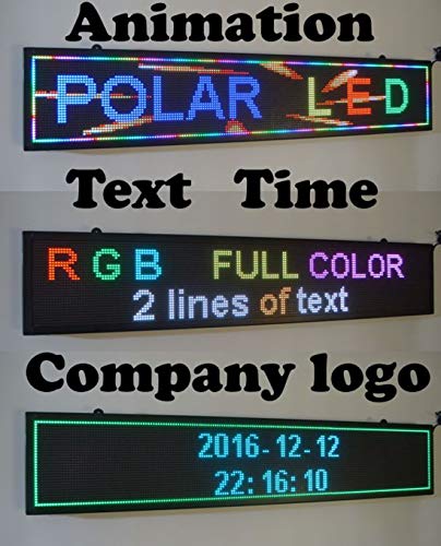 High Resolution LED RGB Color Sign 40" x 8" P5 with New SMD Technology. Perfect Solution for Advertising. Integrated Power Supply