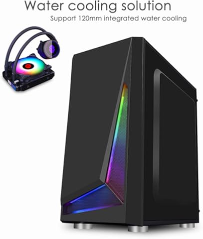 Red tide Panel De La Caja ATX Semitorre para Juegos De PC Caso -Tempered De Cristal De E/S USB 3.0 Integrado RGB De Iluminación, Negro