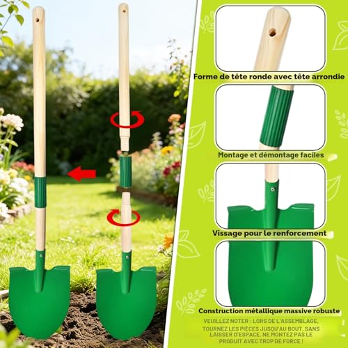 Garden Tools for Children, 10 Metal Garden Kit with Shovel, Rake, Fork, Work Gloves, Apron, Watering Can, Complete Garden Set for Kids, Outdoor Garden, Yard, Lawn (A)