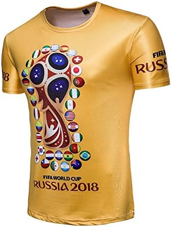 FINIFLY Unisex 2018 Soccer Teams Commemorate T-Shirt(Yellow)(M)