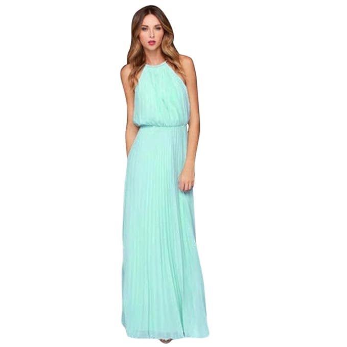 Elecenty Sommerkleid Damen,Reizvolle Chiffon Kleider Strandkleid Ärmellos Kleider Frauen Lang Kleid Solide Maxikleider Elegan