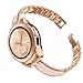 TOYOUTHS Stylish Strap Compatible with Galaxy Watch 42mm Bands Women Replacement Wristband for Galaxy Active 2 40mm 44mm/Gear S2 Classic/Gear Sport Stainless Steel Metal+Leather Rose Gold