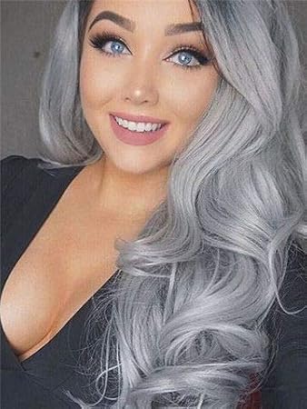 Amazon Com Easyouth Lace Front Wigs Human Hair 22 Inch Silver