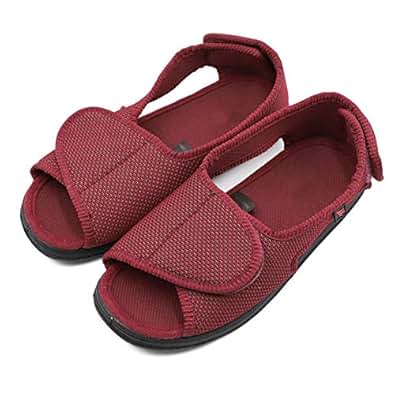 Amazon.com | Women's Adjustable Open Toe Sandals, Extra Wide Width Diabetic Recovery Slippers 