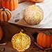 JARVANIA Fall Decor Glass Pumpkins, Halloween Candles LED Fall Decorations, Glass Pumpkins Decorations Made of Mercury, Lanterns Decorative Battery Operated (New Gold)