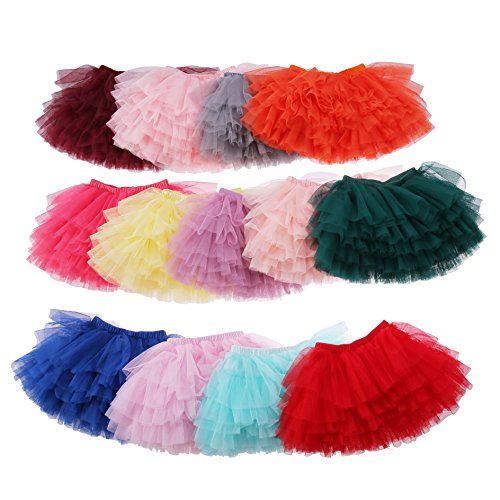 elamccor Baby Girls' Tutu Skirt Toddler 6 Layered Tulle Tutus Lotus Root Pink, 4-5T