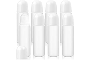 COSITINA 8 Pack 100ml/3.38oz Plastic Roller Bottles Empty Refillable Roll On Bottle Leak-Proof Deodorant Containers Anti-perspirant Dispenser for Essential Oil Perfumes Balms - White