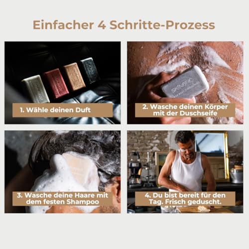 SKINBRO Solid Shower Gel Men London Classic - Shower Soap Men Elegant & Woody, Oud - Made in Germany, Shampoo Men Vegan & Sustainable - Silicone-Free, Soap Piece, Solid Soap, Natural Soap 100 g