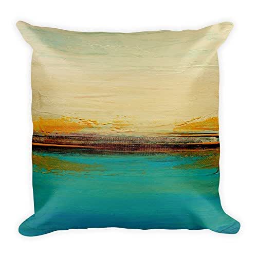 Horizon Teal and Brown Throw Pillow Handmade