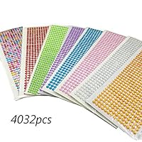 DoTebpa 4032 Pieces 6mm Colorful Bling Rhinestone Sticker Sheet Gem Diamond self Adhesive for Scrapbooking Embellishments and DIY Crafts,Wedding,Decor