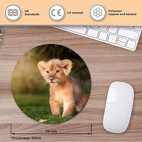 ラウンドマウスマット かわいい赤ちゃんライオンの子ネコオフィスのギフト Rm B081b8rw5q 425円