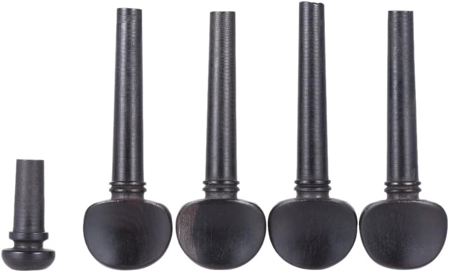 ammoon 1/2 Size Ebony Wood Violin Fiddle Tuning Pegs Endpin Set Replacement Black