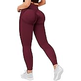 Buauty Scrunch Butt Lifting Leggings for Women Workout High Waisted Tummy Control Seamless Booty Gym Athletic Yoga Pants Active Compression Fitness Running Tights Sports Set Wine Red
