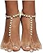 2 Pieces Women's Foot Chain Barefoot Sandals Beach Wedding Jewelry Anklet with Rhinestone Toe Ring
