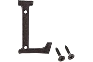Betorcy 3 Inch Address Number, House Numbers for Outside, Cast Iron Metal Letter Garden Door Mailbox Decor with Screws, Black Letter L